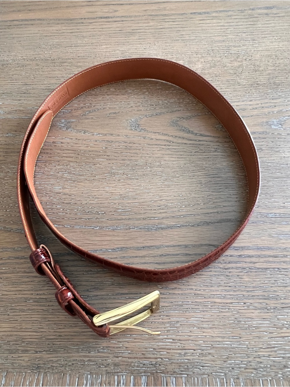 Cole Haan Men's American Alligator Leather Belt Cognac Oxblood Size 34 - Picture 3 of 16